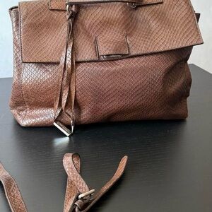 Chic Brown Textured Shoulder Bag